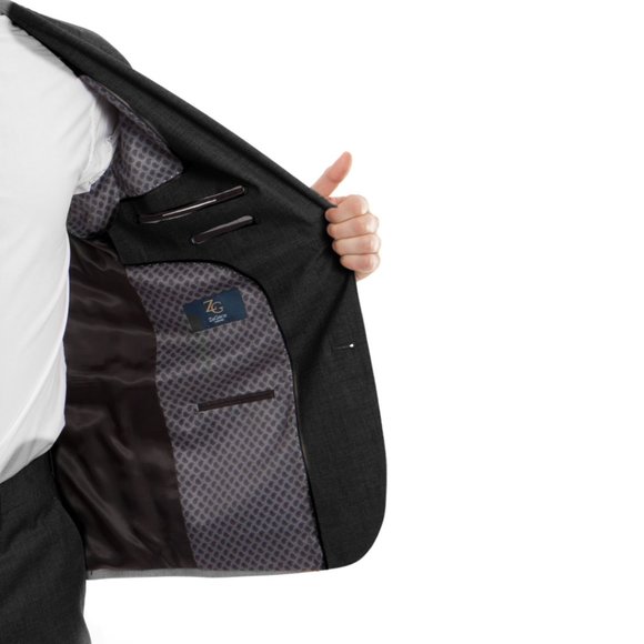 Mens 2-Piece 100% Wool Suit, Black - Picture 9 of 10